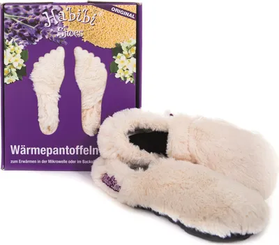 Produktbild von Habibi Wärmeschuhe aufheizbare Thermo Hausschuhe Fußwärmer für Mikrowelle & Ofen - creme, Schuhgröße M (EUR 37-40)