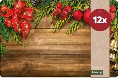 Produktbild von Abwaschbare Tischsets 12er Set Weihnachten Deko & Holz