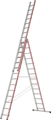 Immagine prodotto di Scala multiuso Hymer, in tre parti, 3x14 pioli, altezza verticale 6,65 m, altezza massima 7,22 / 10,35 m, peso 31,8 kg