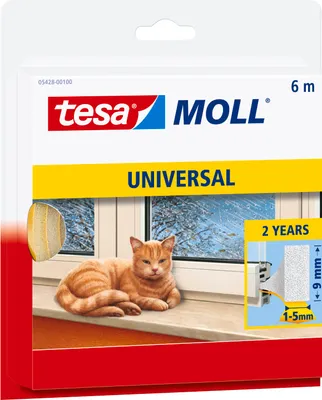 Produktbild von tesamoll Fensterdichtung Schaumstoff (1 x 6 m) - Profil: 9 mm x 6 mm - weiß