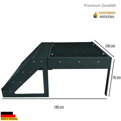 Produktbild von Podesttreppe Stahltreppe 4 Stufen Freistehend Höhe 76 cm inklusive Podest 100x100cm ohne Geländer Anthrazit Ausrichtung Treppe Links oder Rechts