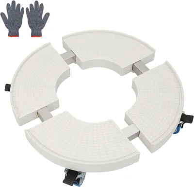 Immagine prodotto di Fiqops Rullo per piante rotondo Ø 38-52cm Rullo regolabile per fiori Carrello per piante da esterno 360 ° Ruote fino a 300 kg per casa giardino vaso di fiori Bianco