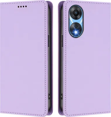Immagine prodotto di Custodia in pelle per Oppo A78 5G, custodia magnetica in Finto cuoio con supporto viola chiaro
