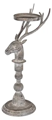 Produktbild von Clayre & Eef Kerzenständer Hirsch 17x14x42 cm Grau Metall