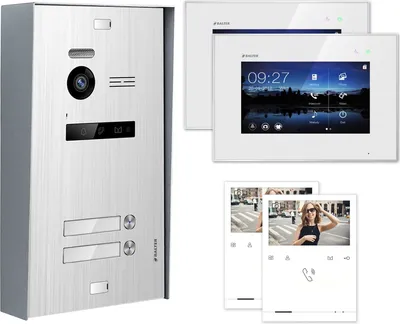 Produktbild von BALTER EVO Aufputz Silber 7" Monitor Weiß + Quick Video Türsprechanlage Set für 2 Familienhaus