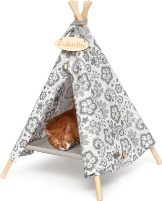 Produktbild von Outentin hundehöhle für kleine hunde und Haustier – Stylish Katzenbett höhle – Modische hundehütte indoor – Katzenzelt und cat house – viele Muster– Hunde und Katzen Tipi- 53x53x70cm - Blumen