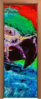 Produktbild von Türposter 70x200 cm Türaufkleber Türtapete Türfolie Klebefolie Abstrakte Malerei des Papageien