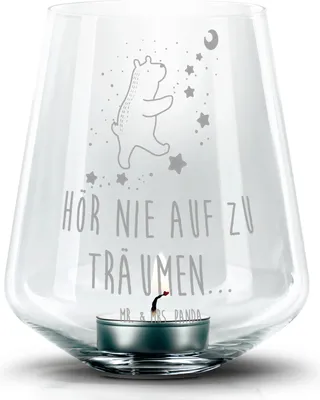 Produktbild von Mr. & Mrs. Panda Laterne Bär Träume - Transparent - Geschenk, Windlicht Glas, Teddy, Kerzenglas, kerzenhalter, Träumen, Traumdeutung, Traum