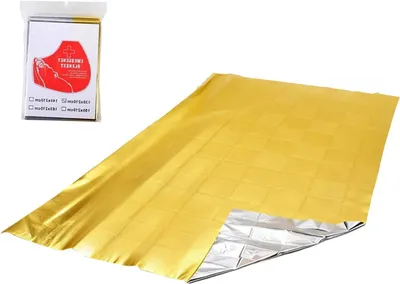 Productafbeelding van Overlevingsdeken Stevig - Isolatiefolie Deken - Outdoor Kamperen - Warmte Reflecterend - 130 x 210 cm - Goud/Zilver