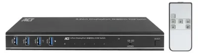 Produktbild von ACT 4-Port DisplayPort 4K@60Hz KVM-Switch, 4096 x 2160 Pixel, 4K Ultra HD, 12 W, Schwarz