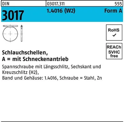 Produktbild von Reyher  Schlauchschellen DIN3017 A 10- 16/ 7,5 C6 W2 (100 Stück)