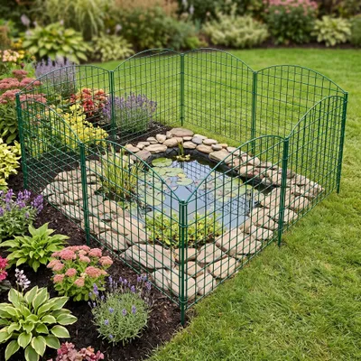 Produktbild von Teichzaun Oberbogen mit Starter-Set - ca. 390 x 78,5 cm - Grün