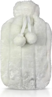 Produktbild von Wärmflasche 2.0L mit Deckel und Kuschelweichem Fellbezug, Kängurutasche - Auslaufsicher, Bettflasche mit weichem Abnehmbarem Bezug(Geschenk navajoweiß)