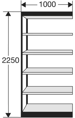 Produktbild von Büro-Regal Progress 2000 Regalfeld HxBxT 2250x1000x400mm 6 Böden silber