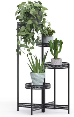 Produktbild von Famanu Pflanzenregal Metall - 4-stufig, klappbar, schwarz, 53 x 90 cm