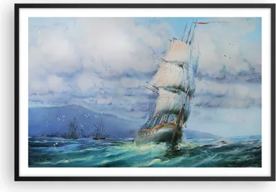 Produktbild von Gerahmtes Poster - Schwarzer Rahmen - Meer Segelschiff - 91,5x61 cm - Wand Bild - Wanddeko - Wandbilder - Kunstposter - Wandposter - Bilderrahmen - Bilder - Kunstdruck - Wandbild - P2BAA91x61-3782