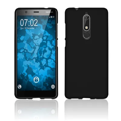 Produktbild von PhoneNatic Case kompatibel mit Nokia 5.1 - schwarz Silikon Hülle matt Cover