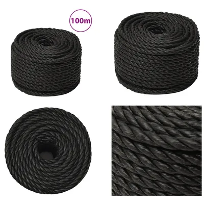 Produktbild von vidaXL Arbeitsseil Schwarz 20 mm 100 m Polypropylen - Seil - Seile - Gedrehtes Seil - Gedrehte Schnur