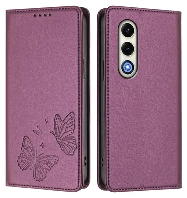 Image de Étui en cuir pour itel S25, motif papillon, étui à rabat avec support, violet