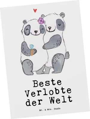 Produktbild von Mr. & Mrs. Panda Postkarte Panda Beste Verlobte der Welt - Weiß - Geschenk, Verlobung, Ehefrau, Postkarten, Frau, Ansichtskarten, Ansichtskarte, Hochzeit, Grußkarte