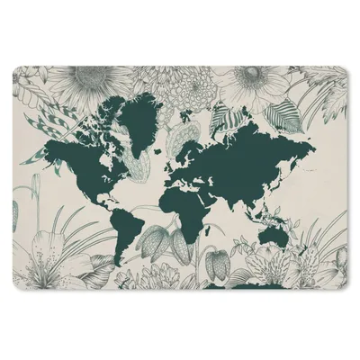 Produktbild von MuchoWow® Mauspad Mousepad Weltkarte - Blumen - Pflanzen 27x18 cm - Mousepads - Maus Mat - Pad - Mausunterlage - Büroartikel - Desk Matten