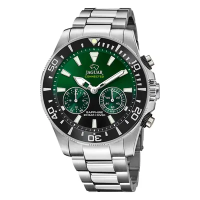 Produktbild von Jaguar Smartwatch Connected Hybrid Herren Edelstahl Saphirglas silber, grün, schwarz 46 mm Durchmesser, 13 mm Höhe, Sportlich-elegant, J888/5