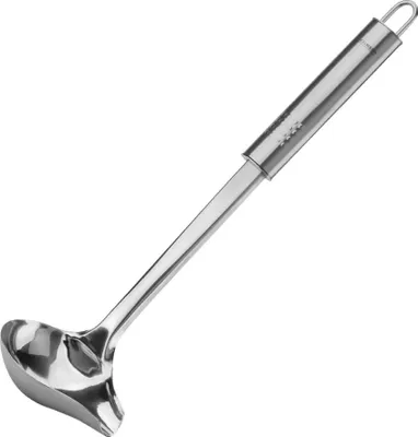 Produktbild von Fackelmann Soßenlöffel 30 cm OVALGRIFF, Küchenhelfer mit ergonomischem Griff, Suppenkelle aus Edelstahl (Farbe: Silber)