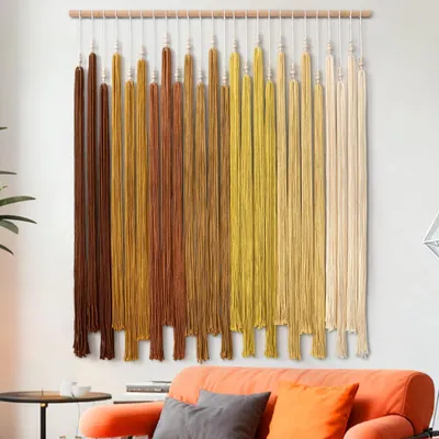 Produktbild von Großes Makramee-Wandbild mit Perlen und Fransen