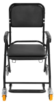 Image de Chaise de douche et de toilettes - Fauteuil de toilettes - Capacité de charge de 150 kg - Pliable - Seau amovible - Pour personnes âgées - Noir