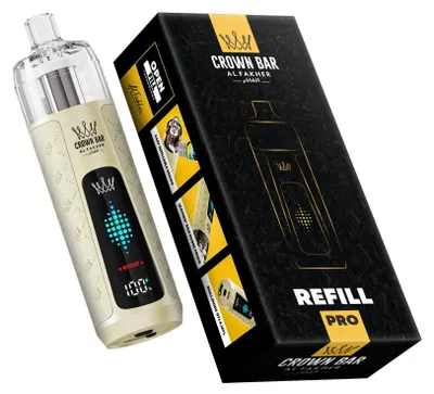 Produktbild von Al Fakher Crown Bar Refill Pro Akkuträger Schwarz – wiederaufladbares Pod-System, 1000 mAh, 16 ml Refill Tank, USB-C, DTL & MTL