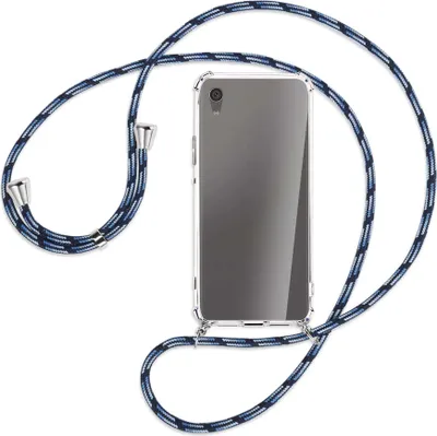 Produktbild von Handykette Backcover-Schutzhülle mit Band (Metall silberfarben) für Sony Xperia XA1 Ultra - Blautöne