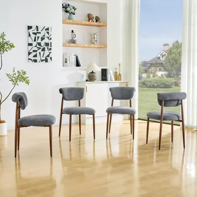 Produktbild von Esszimmerstuhl-Set 4er-Pack, gepolstert, Stoff, ohne Armlehnen, 48 x 59 x 83 cm, Grau