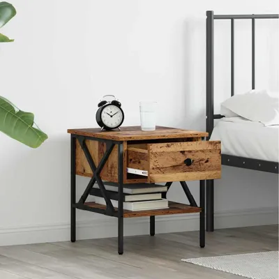 Obrázok produktu pre vidaXL Nočný stolík z regenerovaného dreva 40 x 42 x 45 cm preglejka a kov