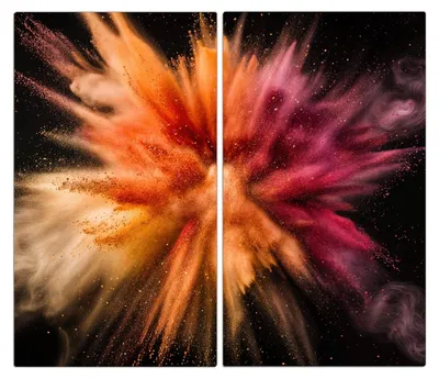 Produktbild von Spritzschutz Herdabdeckplatte Schneidebrett aus Glas Farbenexplosion 2-Teilig (60x52cm)