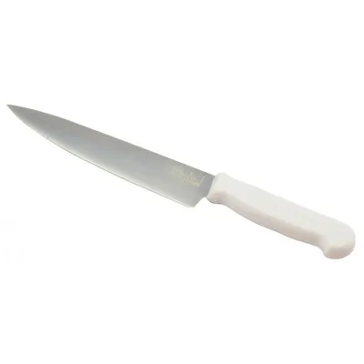 Produktbild von Kochmesser aus Edelstahl mit Kunststoffgriff, 20 cm Klingenlänge, 3,8 cm Klingenbreite, weiß
