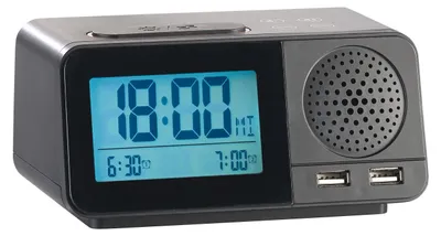 Image de Radio-réveil radio-piloté avec hygromètre / thermomètre / chargement USB
