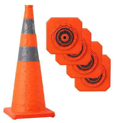 Obrázek produktu pro Skládací dopravní kužel, 4 kusy - výška 70 cm - oranžová, reflexní
