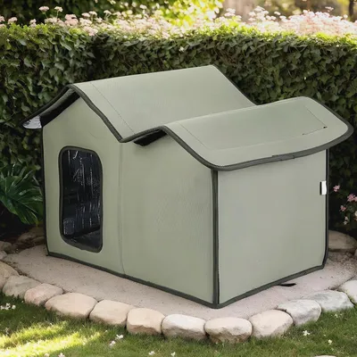 Produktbild von Feral Katzenhaus Outdoor, Faltbare Warme Haustierhöhle, Wetterfester temporärer Unterschlupf für Camping Hinterhof Terrasse Balkon Winter Sommer