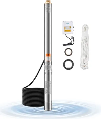 Obrázok produktu pre 750W ponorné čerpadlo do hlbokých studní z nehrdzavejúcej ocele, vodné čerpadlo 65 l/min - 210 stôp do hĺbky - vysoko výkonné čerpadlo pre dom a záhradu