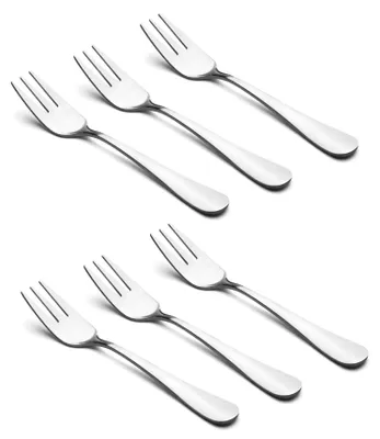 6 Dessertgabeln aus Edelstahl, spiegelpoliert, 14 cm