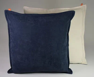 Produktbild von Kissenhülle Kissenbezug Velours- Optik  50/50 cm Dunkelblau / Creme