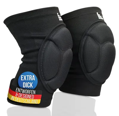Produktbild von LAUTER SCHUTZ ® 3-ZONEN Knieschoner - atmungsaktiv, dehnbar, weich - mit 3-Zonen-Polster für Schutz und Bewegungsfreiheit [Hallensport und outdoor] für Handball, Volleyball, Mountainbiking & mehr (L)