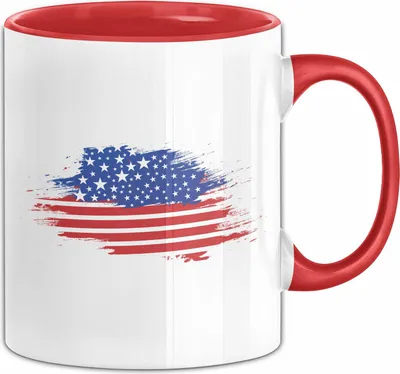 Produktbild von USA Flagge Tasse Geschenk Amerika Geschenkidee Auslandjahr Kaffee-Tasse Kaffee-Becher (Rot)