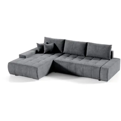 Produktbild von Beautysofa DRACO L Ecksofa mit Schlaffunktion & Bettkasten 267 cm - Schlafsofa, Bettsofa, Couch L-Form, Seitenausführung Links – Grau Aston 17