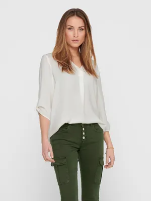 Produktbild von ONLY 15226911, Top (Kleidung), Erwachsener, Weiblich, Weiß, Cloud Dancer, V-Ausschnitt