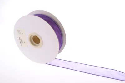 Produktbild von Organzaband 4 cm x 25 m Rand genäht, formbar - Organzabänder 4 cm Band Lila