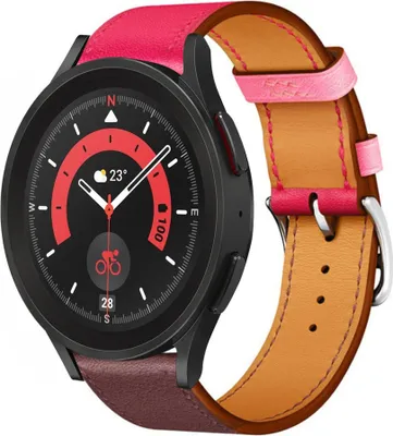 Produktbild von Strap-it Samsung Galaxy Watch 5 Pro Lederarmband (Rosa/Rotbraun)