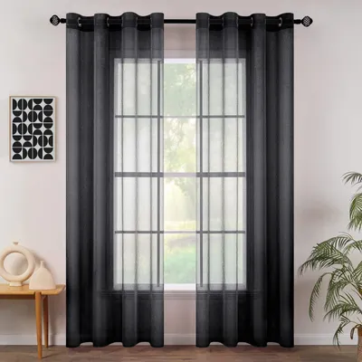 Image de Omgoods - 2 rideaux transparents pour décoration de fenêtre