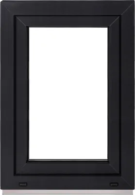 A black window frame on a white background.
