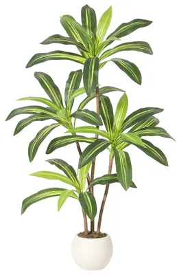 Obrázok produktu pre Umelá dracena/juka – podlahová rastlina v črepníku – do interiéru – PE plast – veľkosť L – olivovo zelená